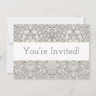 elegant formal white damask lace brocade invitation