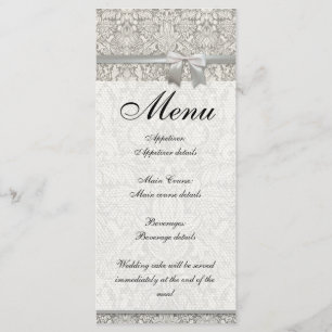 elegant formal white damask lace brocade menu