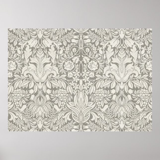 elegant formal white damask lace brocade poster (Front)