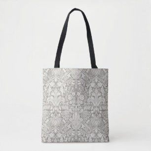 elegant formal white damask lace brocade tote bag