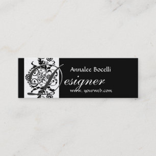 Elegant Formigable Monogram Damask Mini Business Card