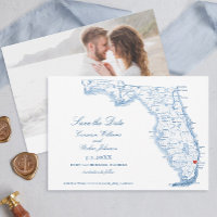 Elegant Fort Lauderdale Florida Wedding Navy Map
