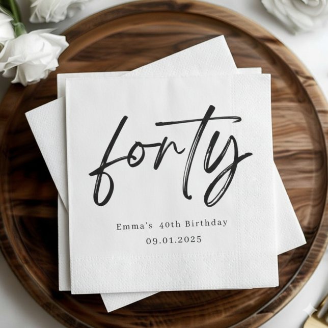 Elegant Forty Birthday Party Napkins (Creator Uploaded)