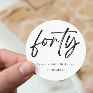 Elegant Forty Birthday Party Stickers
