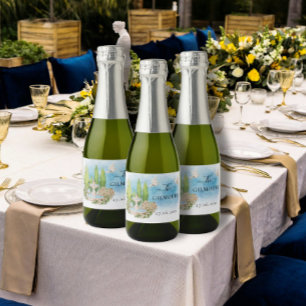 Elegant Fountain flowers doves Wedding Luxury Sparkling Wine Label