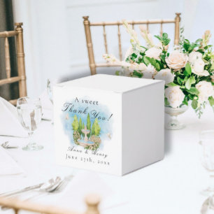 Elegant Fountain flowers Wedding doves Thank You Favour Box