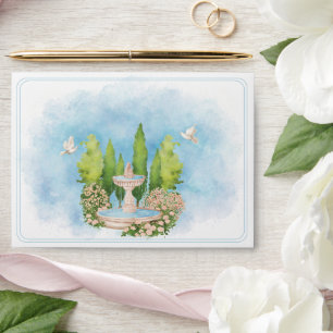 Elegant Fountain flowers white Doves Wedding  Envelope