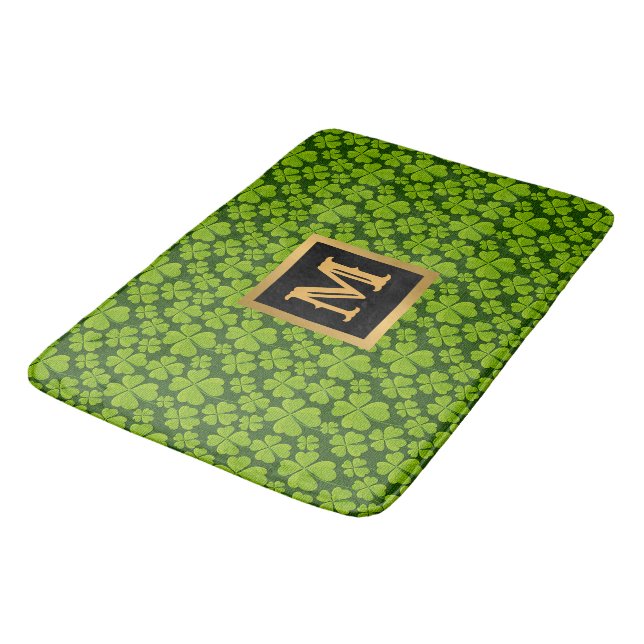 Elegant Four Leaf Clover Floral Bath Mat (Angled)