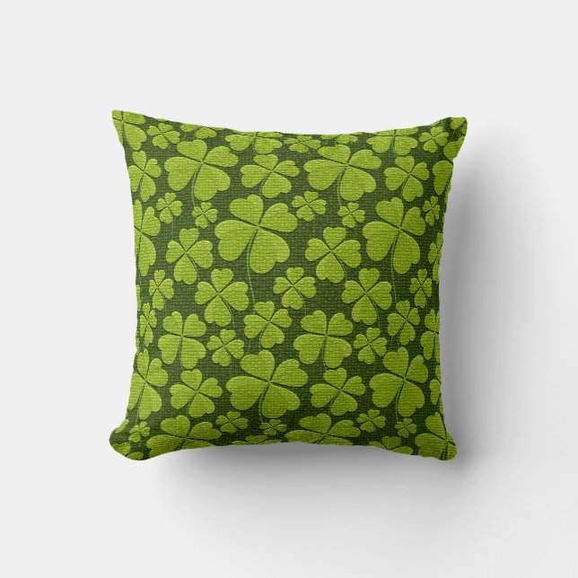 Elegant Four Leaf Clover Floral Cushion (Front)