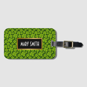 Elegant Four Leaf Clover Floral Luggage Tag