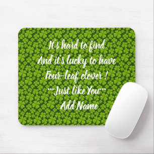 Elegant Four Leaf Clover Floral Mouse Pad