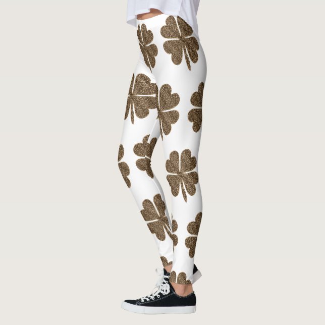 Elegant Four Leaf Clover Pattern Leggings (Left)