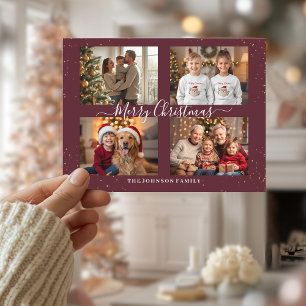 Elegant Four Photo Christmas Card