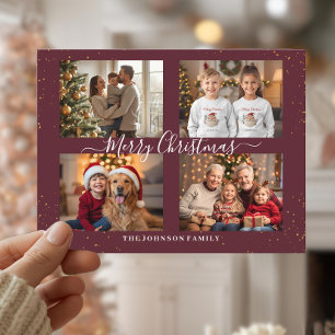 Elegant Four Photo Christmas Card