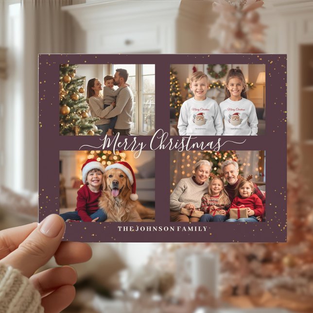 Elegant Four Photo Christmas Card (Creator Uploaded)
