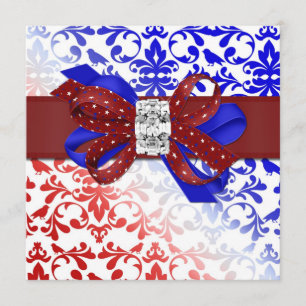 Elegant Fourth of July Invitation with Diamond Bow
