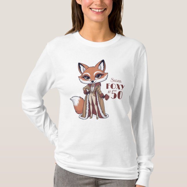 Elegant Fox 50th Birthday Party | Foxy At 50 T-Shirt (Front)