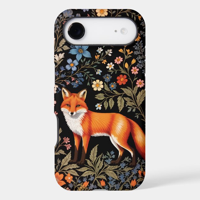 Elegant Fox Black Colorful Floral (Back)