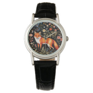 Elegant Fox Black Colorful Floral Watch