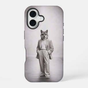 Elegant Fox in Light Modern Suit Portrait iPhone 16 Case