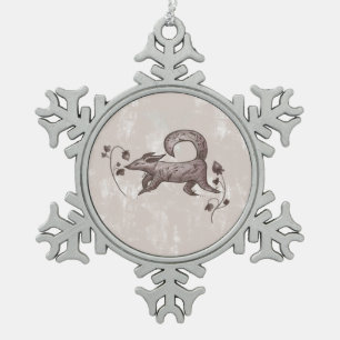 elegant fox  snowflake pewter christmas ornament