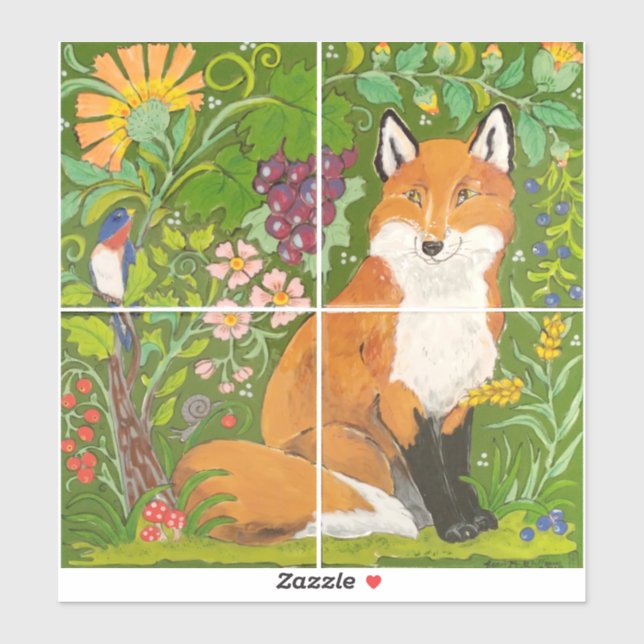Elegant Fox Tile Mural Decoration for 4" Tiles (Sheet)