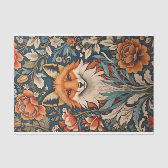 Elegant Fox William Morris Inspired Floral Tissue Paper (Front)