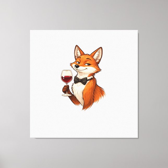 Elegant Fox with Wine Glass  Canvas Print (Front)
