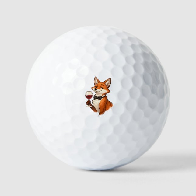 Elegant Fox with Wine Glass  Golf Balls (Front)