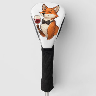 Elegant Fox with Wine Glass  Golf Head Cover