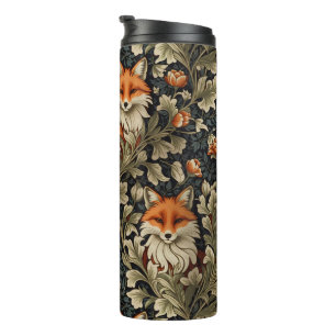Elegant Foxes William Morris Inspired Pattern Thermal Tumbler