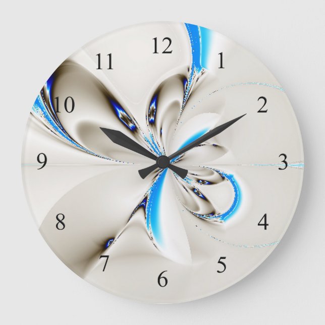 Elegant Fractal Blue Wall Clock (Front)