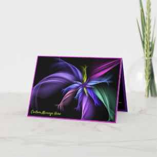 Elegant Fractal of Black Purple Yellow & Blue Card