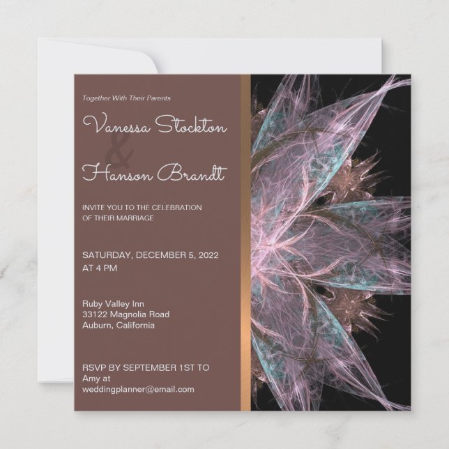 Elegant Fractal Wedding Invitation (Front)