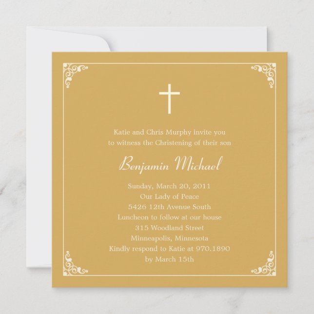 Elegant Frame Baptism/Christening Invitation (Front)