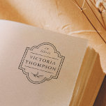 Elegant Frame Delicate Leaves Ex Libris Bookplate Rubber Stamp<br><div class="desc">An elegant bookplate stamp with a hand-drawn frame and botanical foliage. Inside the frame, "ex libris" is printed in classic serif italics at the top, with your name in the space below. Ideal for teachers, librarians, and book lovers. This is the wooden rubber stamp - choose the handle and ink...</div>