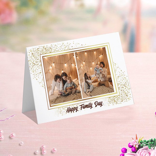 Elegant Frame Family Photos Folded Holiday Card (Creator Uploaded)