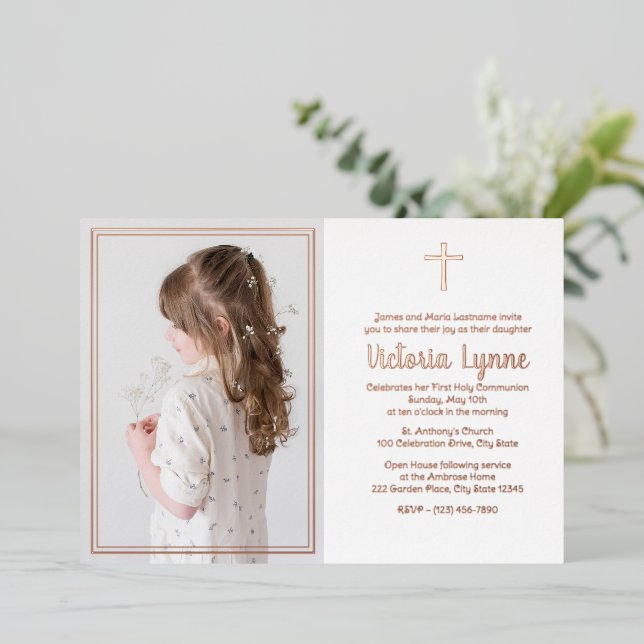 Elegant Frame First Communion with Photo (Standing Front)