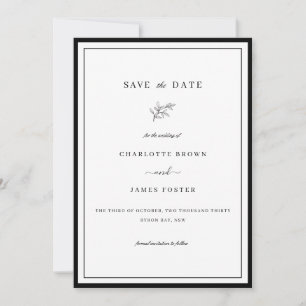 Elegant Frame Foliage Leaf Save the Date Invitation