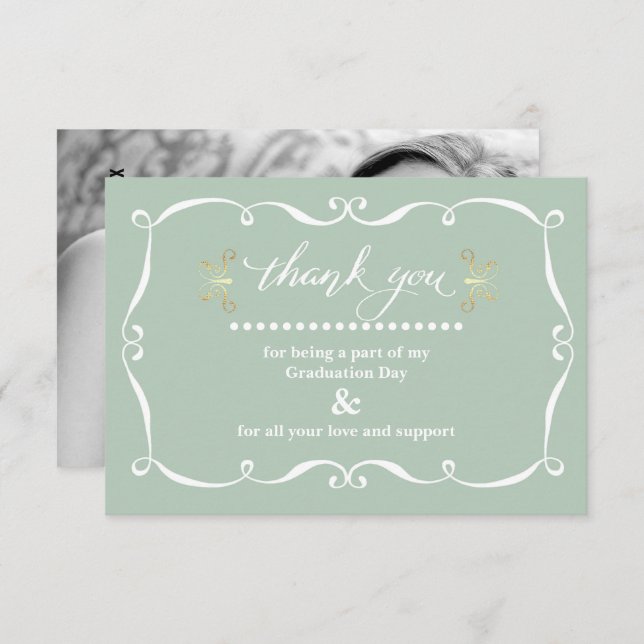 Elegant Frame Graduation Thank You Photo Card (Front/Back)