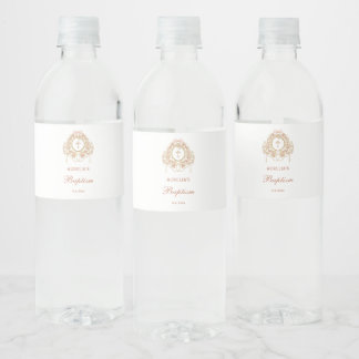 Elegant Frame Holy Cross Baptism Water Bottle Label