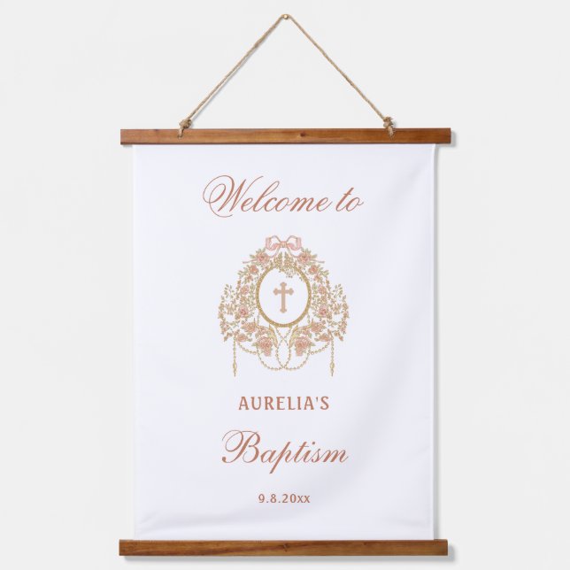 Elegant Frame Holy Cross Baptism Welcome Hanging Tapestry (Front)