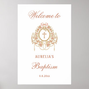 Elegant Frame Holy Cross Baptism Welcome Poster