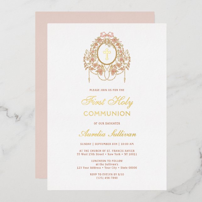 Elegant Frame Holy Cross First Communion (Front/Back)