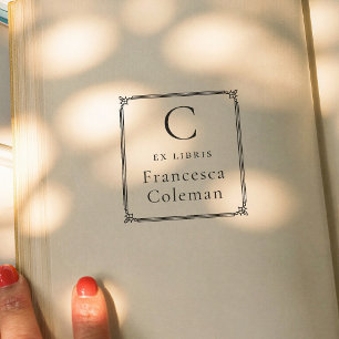 Elegant Frame Modern Monogram Ex Libris Book Self-inking Stamp