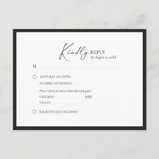 Elegant Frame Modern RSVP Announcement Postcard