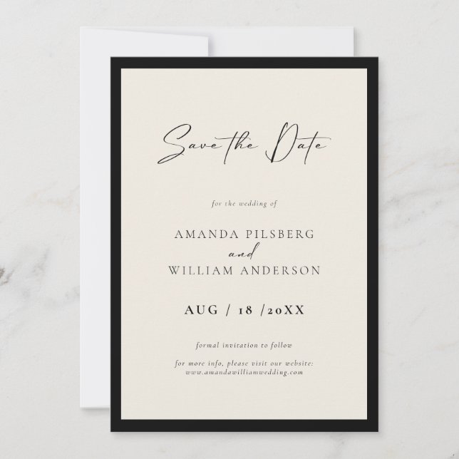 Elegant Frame Modern Save The Date Card (Front)