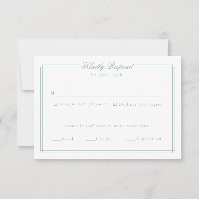 Elegant Frame Monogram Wedding Response Card (Front)