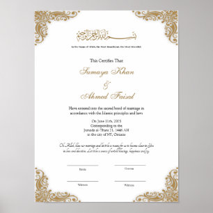 Elegant frame nikah contract poster