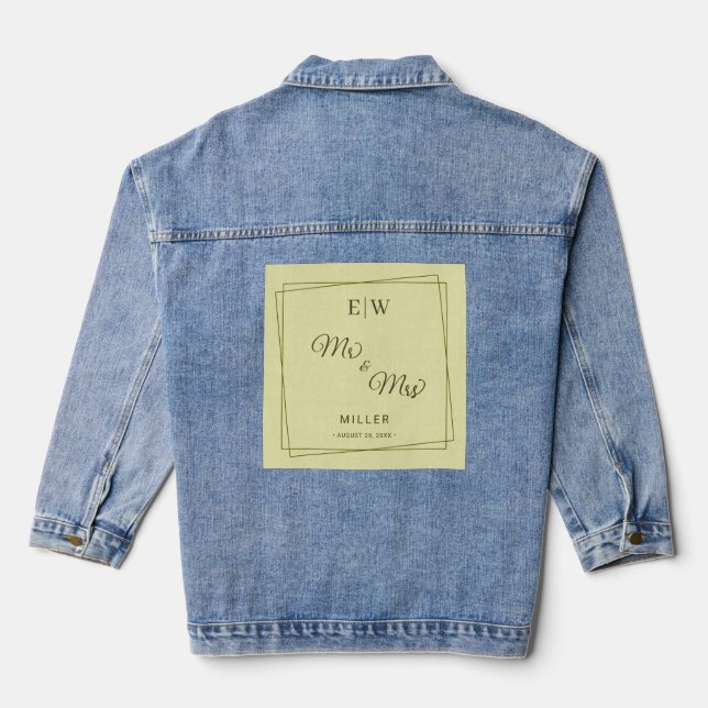 Elegant Frame on Celestial Yellow Monogram Wedding Denim Jacket (Back)